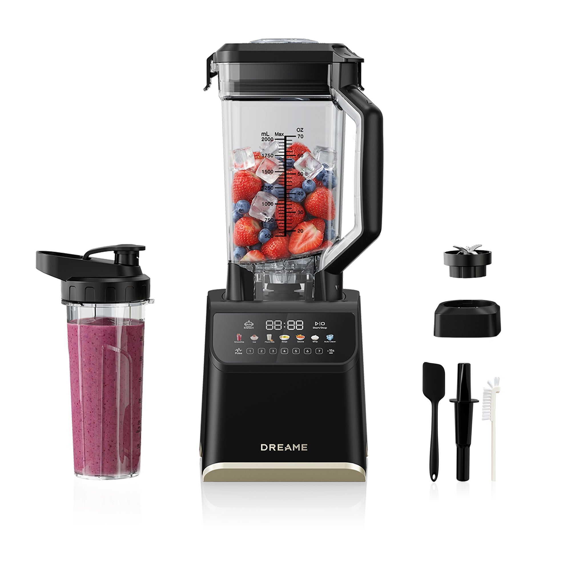 DREAME BlendLogic™, potente batidora de vaso, tecnología iDetect™, 2 vasos Tritan™ (2,0 L + 700 mL), motor de 2000 W, 9 programas inteligentes, programa de autolimpieza, apta para lavavajillas.
