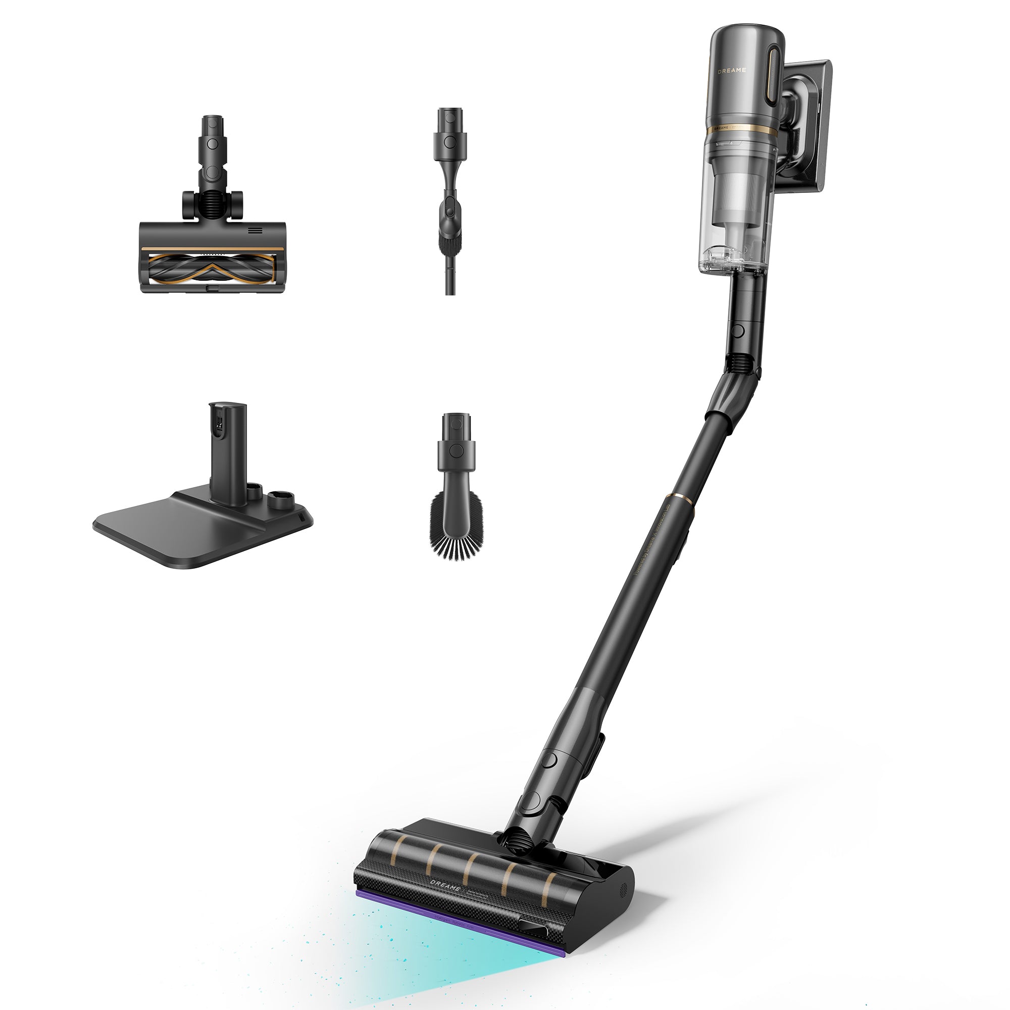 DREAME V20 Pro-A Aspirador Sin Cable, Limpieza de Bordes a 0 mm, Sin Enredos, Limpieza de Suelos Duros y Alfombras, 24000 PA/Succión de 210 AW, 90 min de Autonomía Máx., Limpieza de Pelo de Mascotas