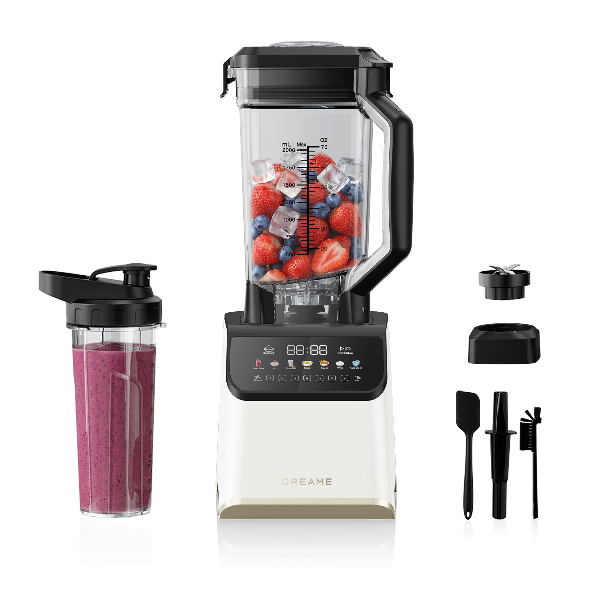 DREAME BlendLogic, Potente Batidora de Vaso, Tecnología iDetectTM, 2 Vasos Tritan™ (2,0 L + 700 mL), Motor de 2000 W, 9 Programas Inteligentes, Programa de Autolimpieza, Apta para Lavavajillas
