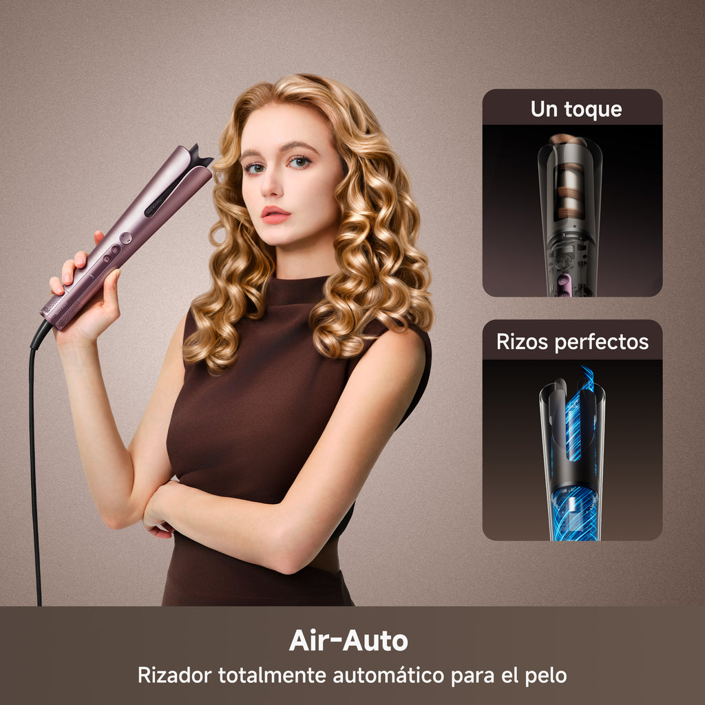 DREAME Air-Auto Rizador Automático Un Toque, Calentamiento MCH, Rizado Bidireccional de 360", Pantalla LED, Control de Temperatura NTC, 3 Modos de Calor, Antienredos, Cable de 2,8 m, Todo Cabellos