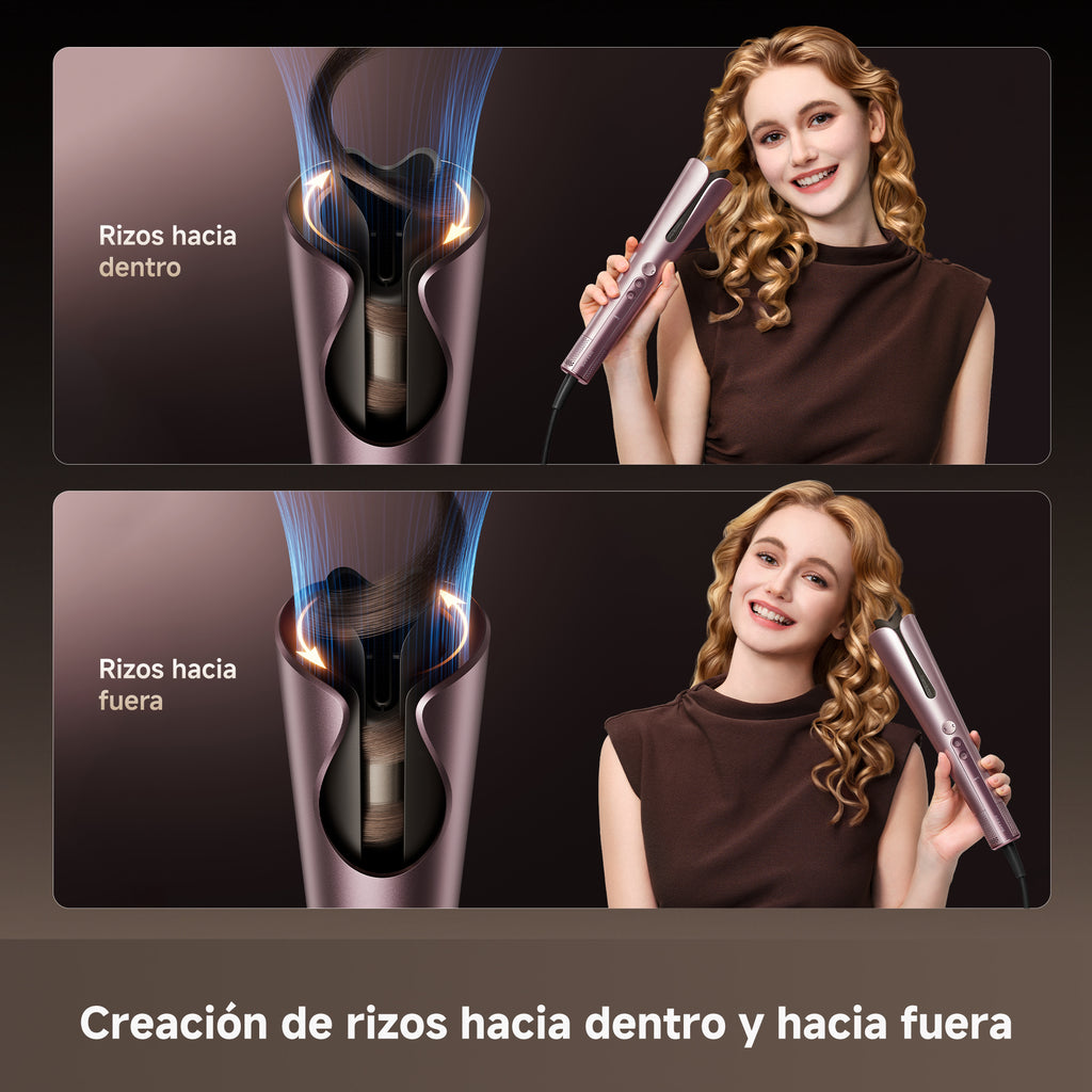DREAME Air-Auto Rizador Automático Un Toque, Calentamiento MCH, Rizado Bidireccional de 360", Pantalla LED, Control de Temperatura NTC, 3 Modos de Calor, Antienredos, Cable de 2,8 m, Todo Cabellos