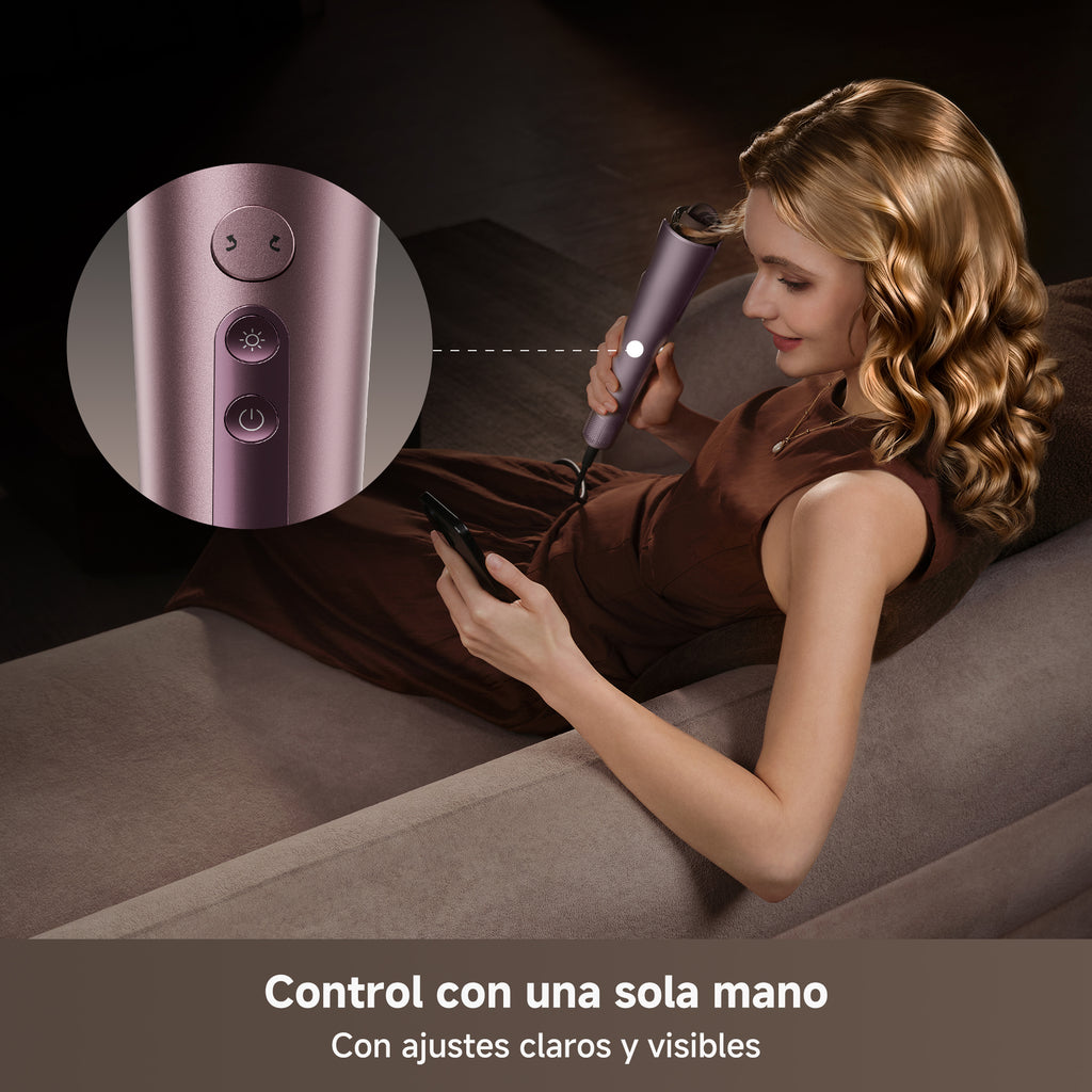 DREAME Air-Auto Rizador Automático Un Toque, Calentamiento MCH, Rizado Bidireccional de 360", Pantalla LED, Control de Temperatura NTC, 3 Modos de Calor, Antienredos, Cable de 2,8 m, Todo Cabellos