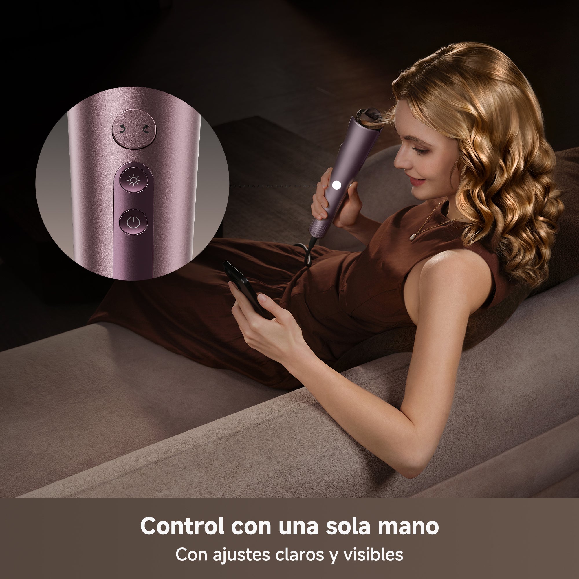 DREAME Air-Auto Rizador Automático Un Toque, Calentamiento MCH, Rizado Bidireccional de 360", Pantalla LED, Control de Temperatura NTC, 3 Modos de Calor, Antienredos, Cable de 2,8 m, Todo Cabellos