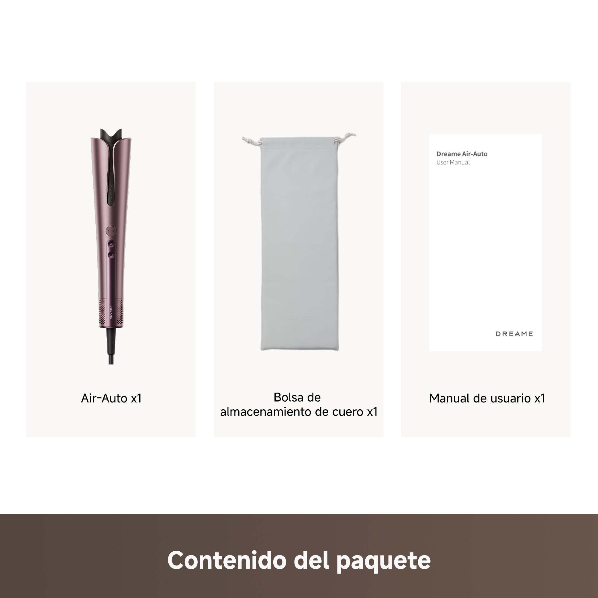 DREAME Air-Auto Rizador Automático Un Toque, Calentamiento MCH, Rizado Bidireccional de 360", Pantalla LED, Control de Temperatura NTC, 3 Modos de Calor, Antienredos, Cable de 2,8 m, Todo Cabellos